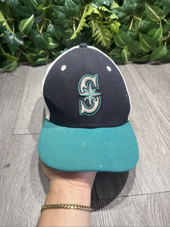 New Era 59Fifty Seattle Mariners Fitted 7 Leather Authentic Collection Cap Hat main image 6